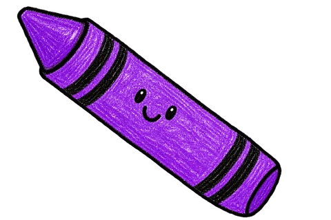 A cheerful purple wax crayon