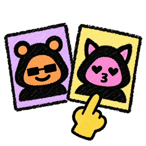 Choosing a little Crayon from portrait cards